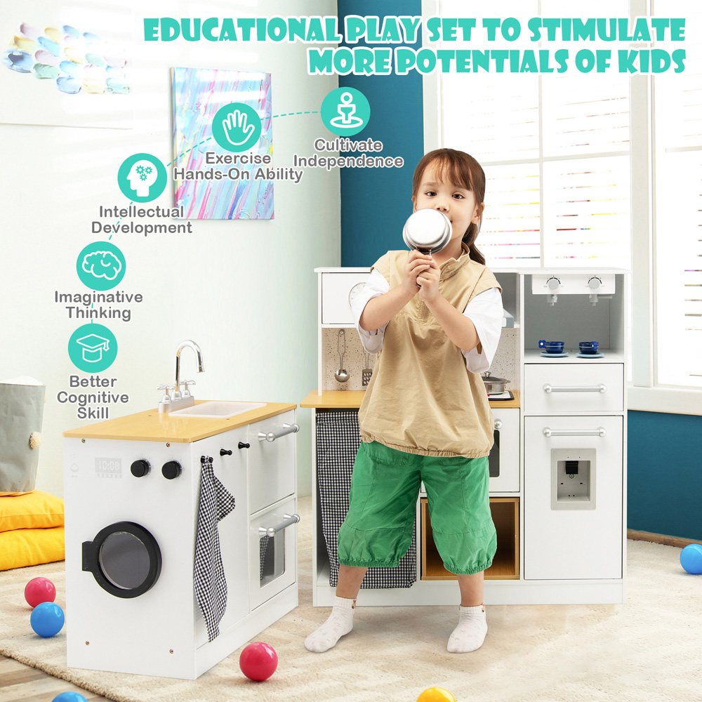 Costway Kids Pretend Play Set with Stool and Sounds Light 2 Piece Image 4