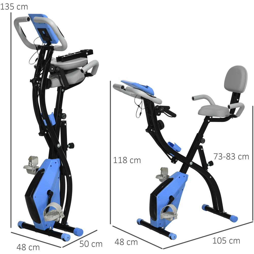 HOMCOM 2 in 1 Light Blue Magnetic Resistance Folding Exercise Bike Image 7