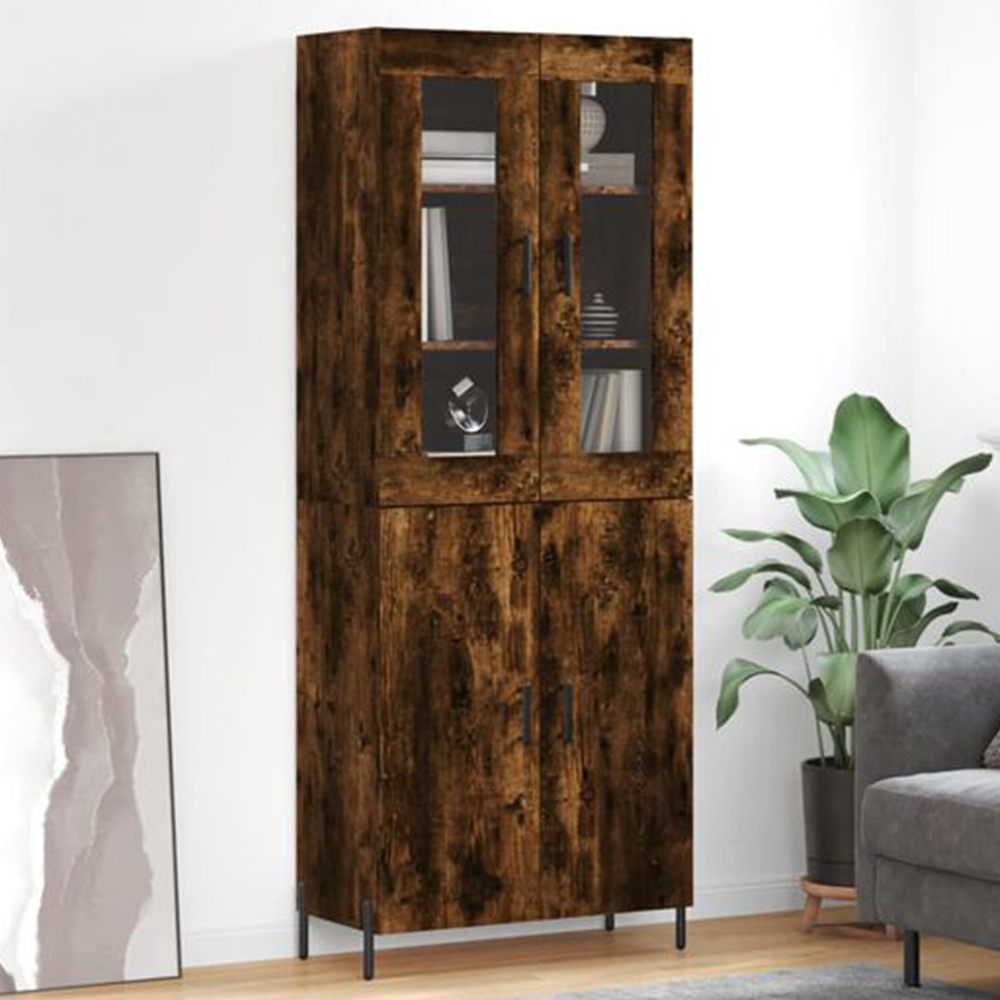 vidaXL 4 Door Smoked Oak Highboard Image 1