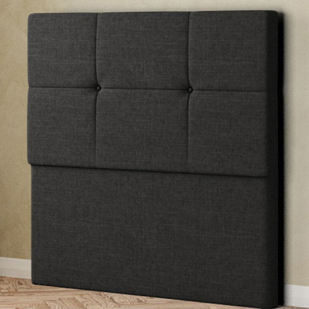 Eleganza Jacob King Size Black Linen Floor Standing Headboard Image 1