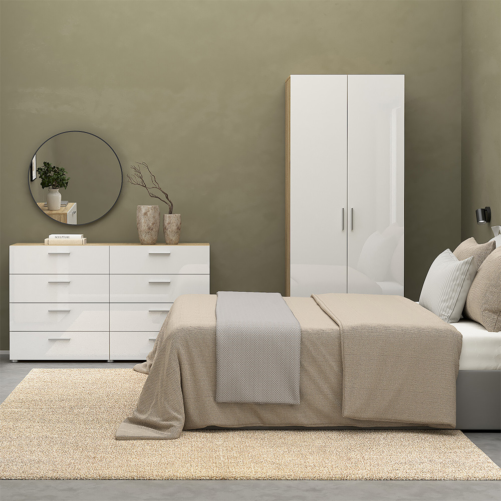 Florence Pepe Oak and White 3 Piece Bedroom Furniture Set Image 6