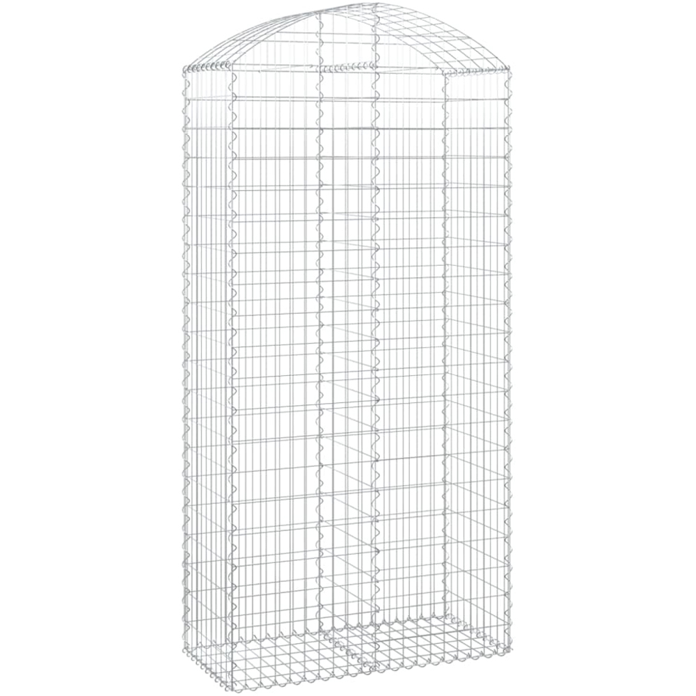 vidaXL Silver Galvanised Iron Arched Gabion Basket 100 x 50 x 200/220cm Image 1