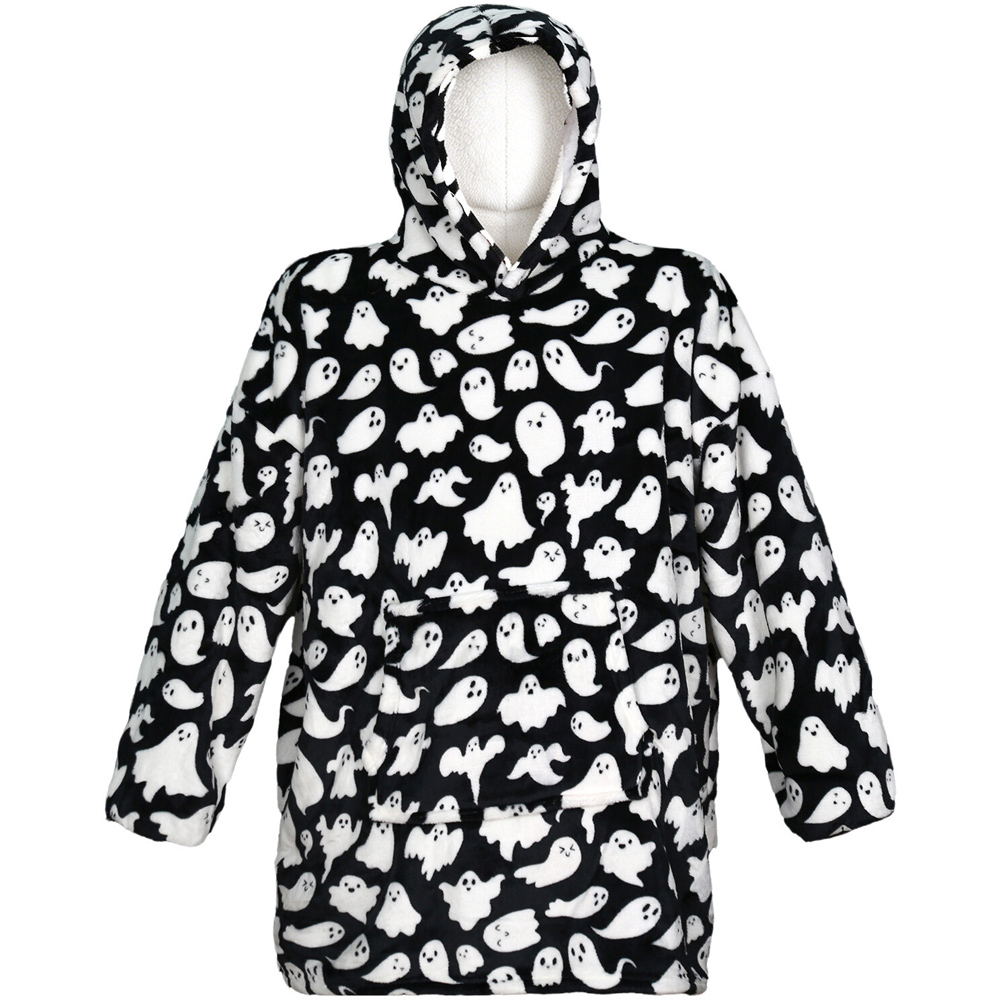 Halloween Print Sherpa Hoodie Monochrome Image 1