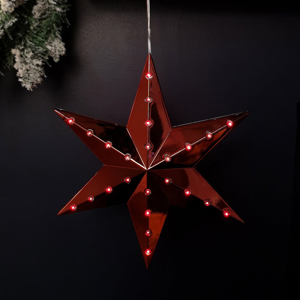 Samuel Alexander Ruby Hanging Shooting Star LED Christmas Bauble 20cm Image 1
