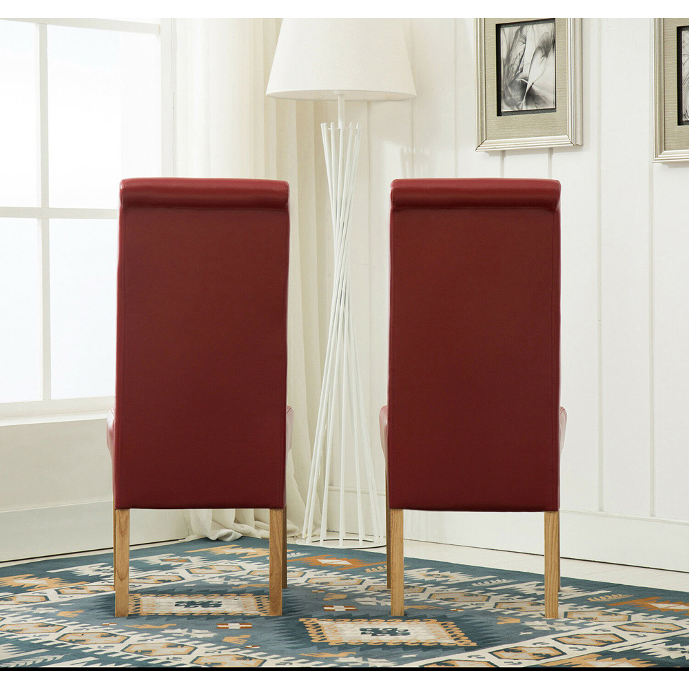 Set of 2 Red Faux Leather High Back Dining Chair Image 3