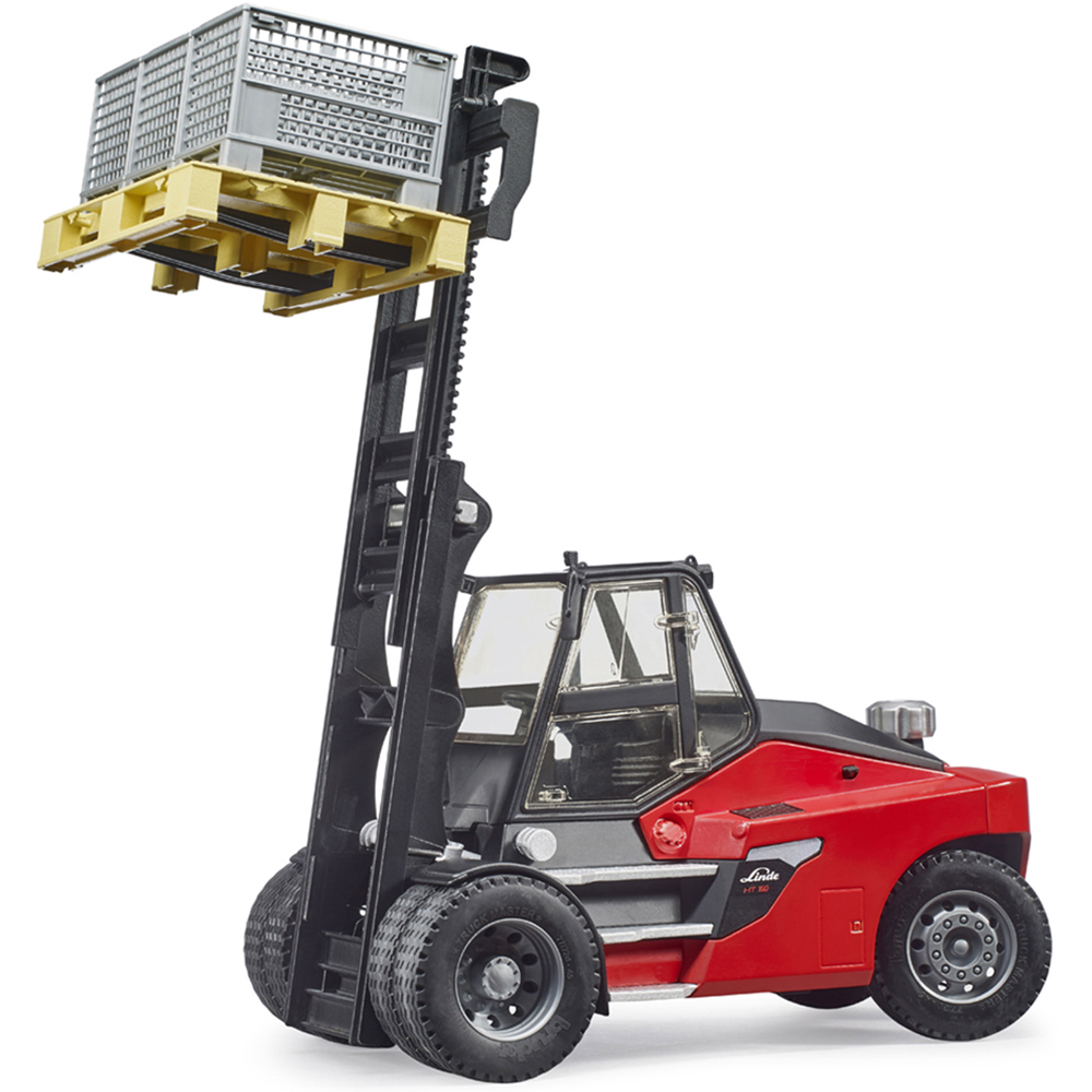 Bruder Kids Linde HT160D Forklift with Pallet and 3 Pallet Cages Playset Model Image 8