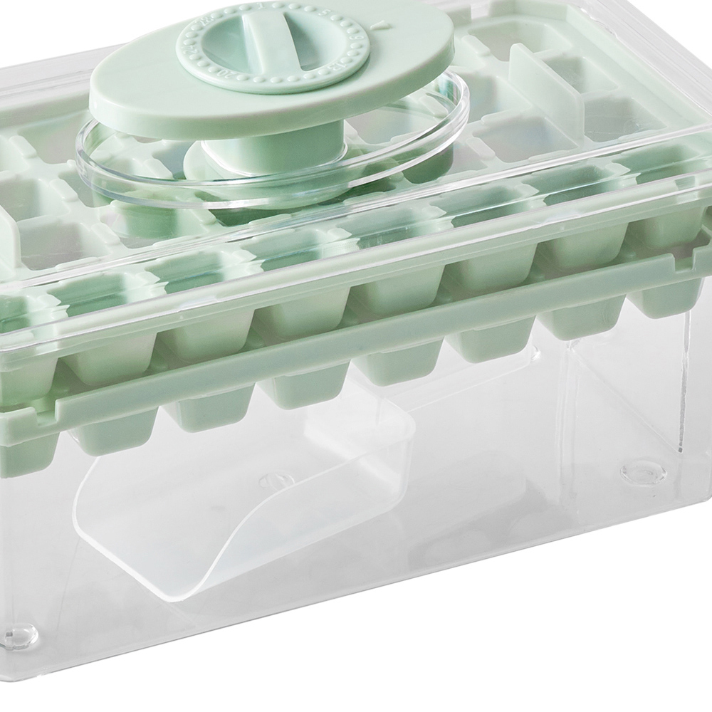 Living and Home Green 64 Grid Press Type Ice Cube Mold Box Image 6