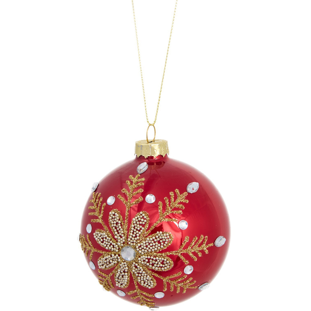 Traditional Beaded Bauble Red Image 3