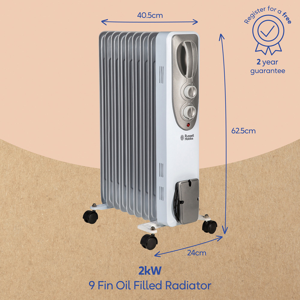 Russell Hobbs RHOFR5002 White Oil Filled Radiator 2000W Image 7