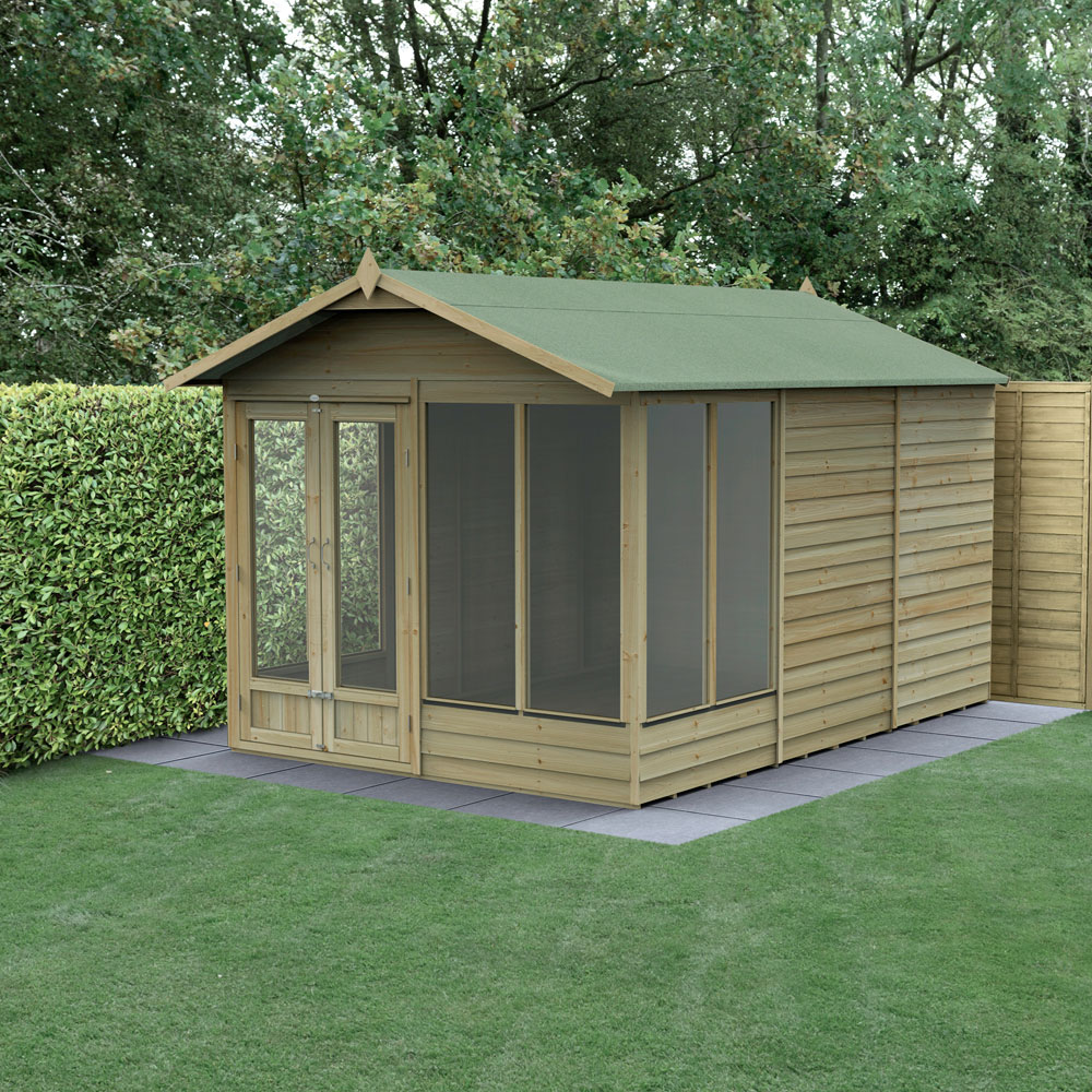Forest Garden 4LIFE 8 x 12ft Double Door 6 Windows Apex Summerhouse Image 2