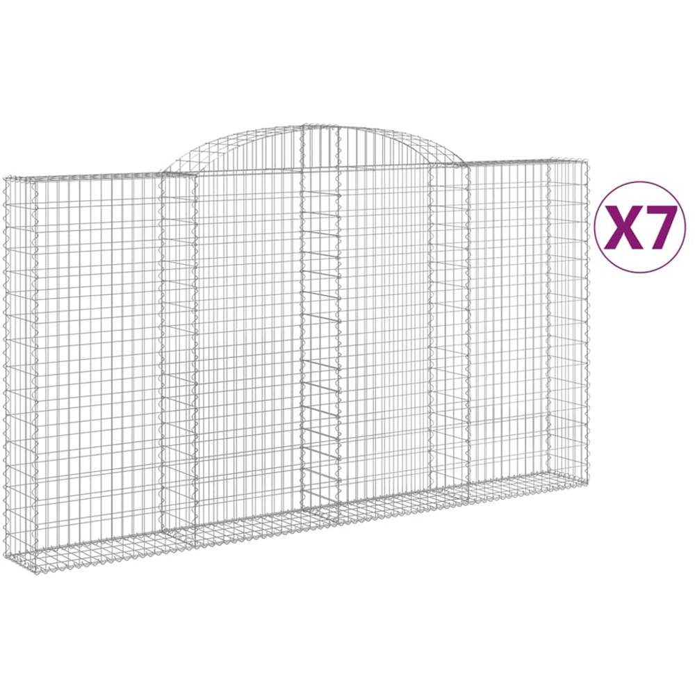 vidaXL Silver Galvanised Iron Arched Gabion Basket 300 x 30 x 160/180cm 7 Pack Image 4