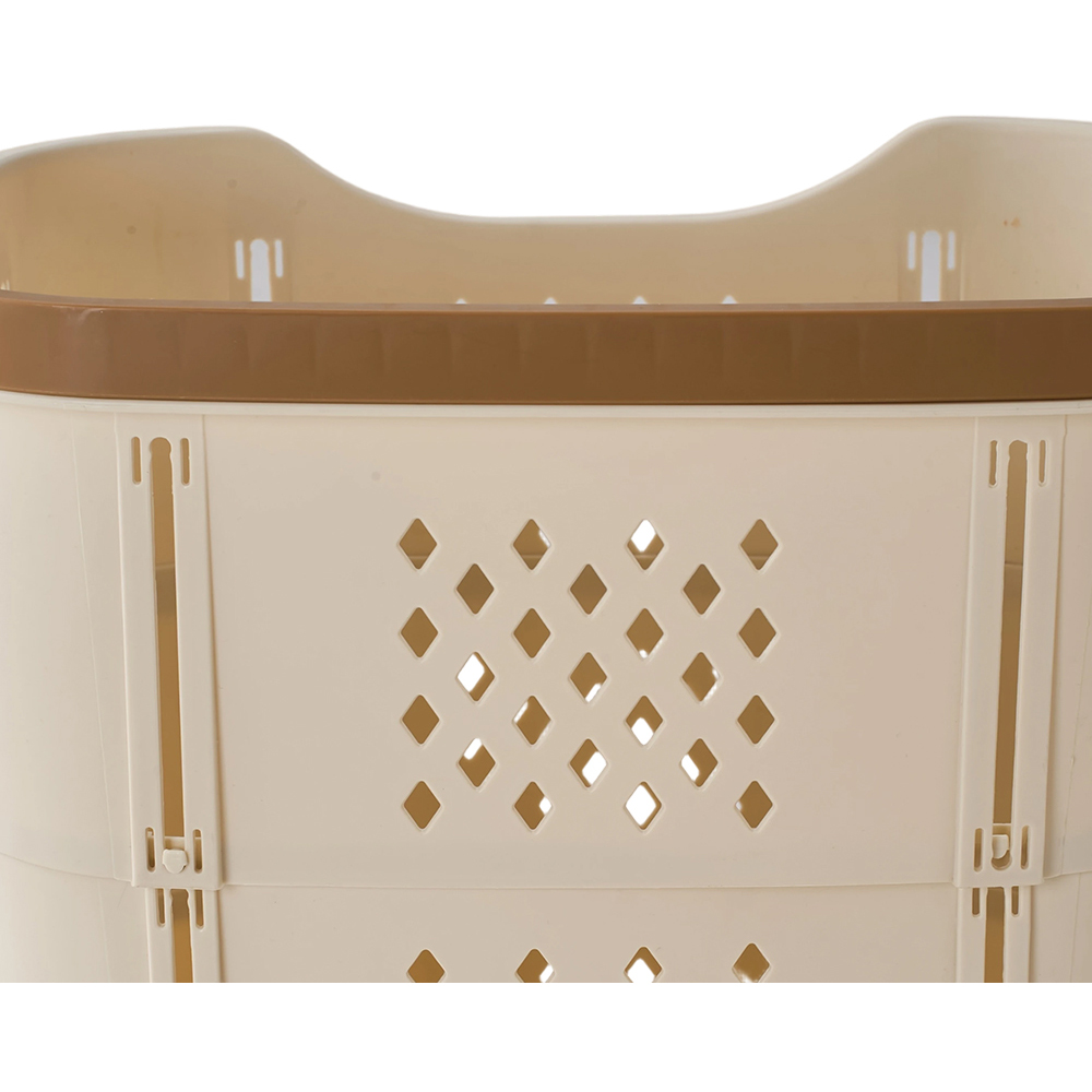 Living and Home Cream Collapsible Plastic Laundry Basket with Handle Image 6