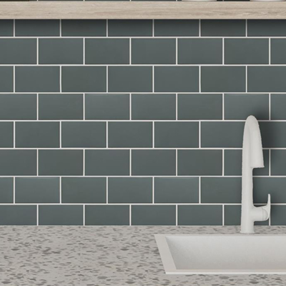 Walplus Elegant Grey Metro Subway Peel and Stick Backsplash 3D Tile Stickers 20 Pack Image 1