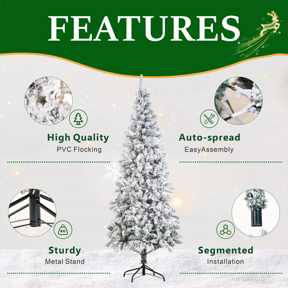 Abrihome Snow Flocked Artificial Christmas Tree with 720 Tips 7ft Image 6