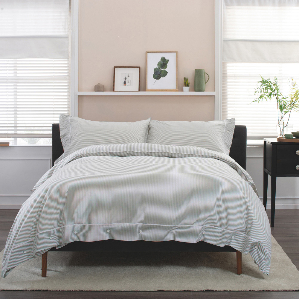 The Lyndon Company Southport King Size Green and White Duvet Set Image 1