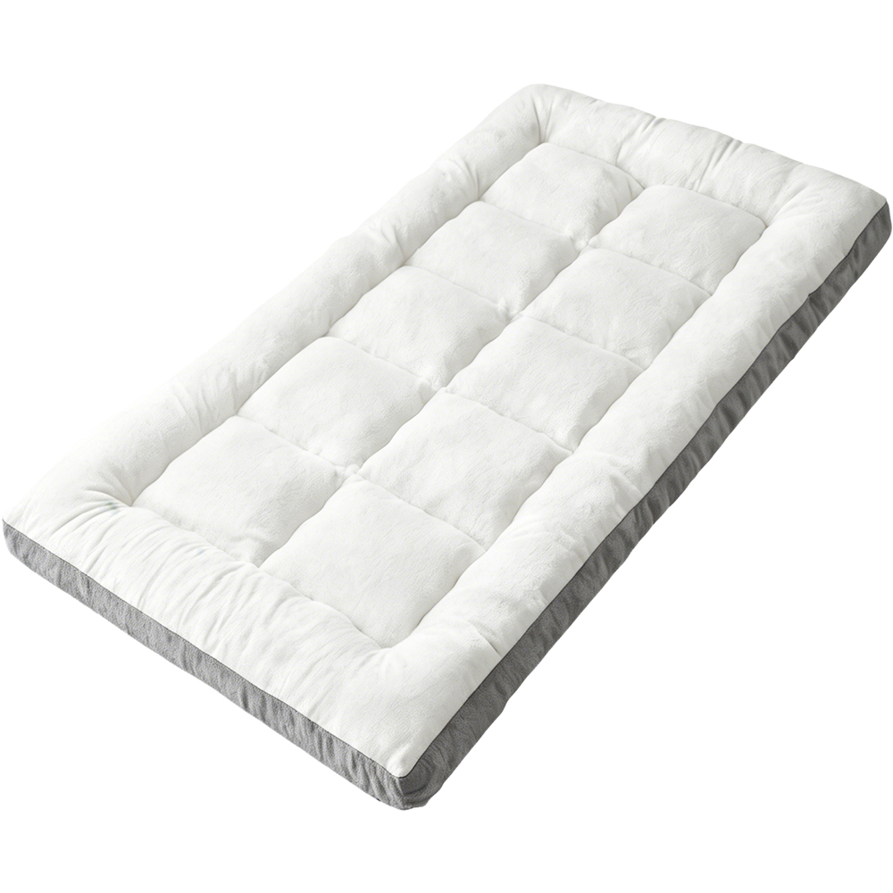 Living and Home Single White and Grey Quilted Plush Mattress Topper Image 5