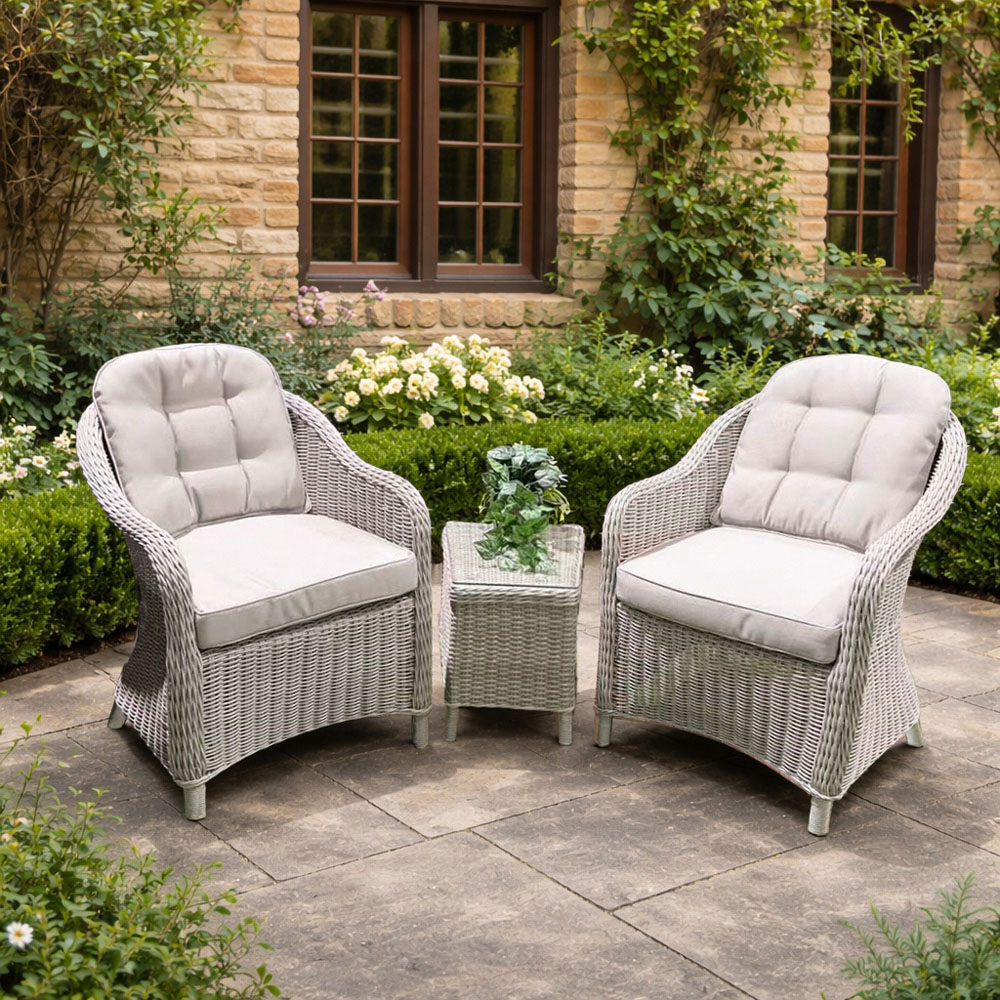 Direct Wicker 2 Seater Grey Rattan Garden Bistro Set Image 4