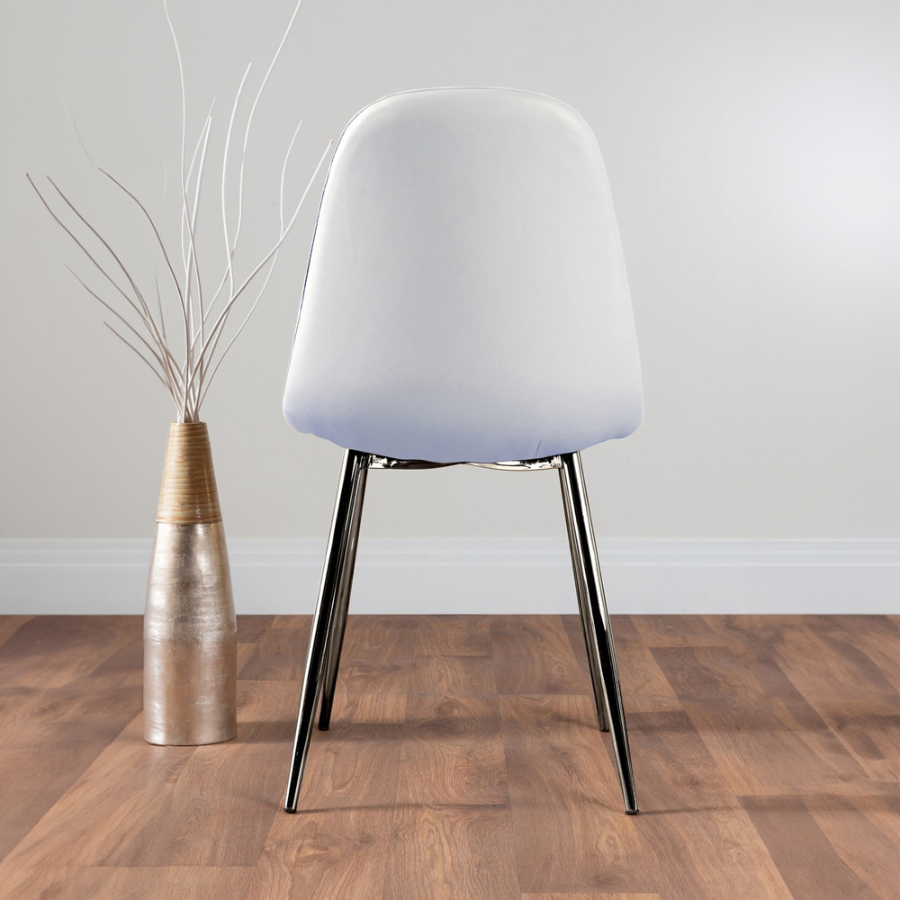 Furniturebox Arona Solara 6 Seater Round Dining Set White and Chrome Image 4