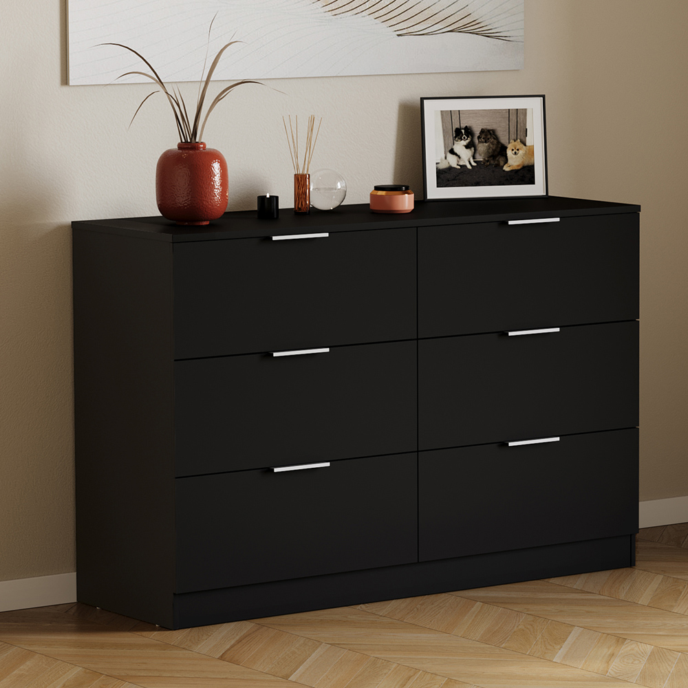 VIDA DESIGNS Trega 6 Drawer Black Chest of Drawers Image 5