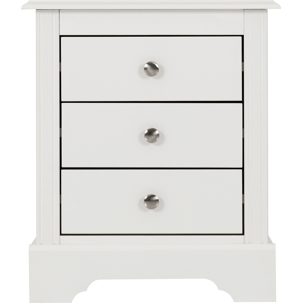 Seconique Stratford 3 Drawer White Bedside Table Image 3