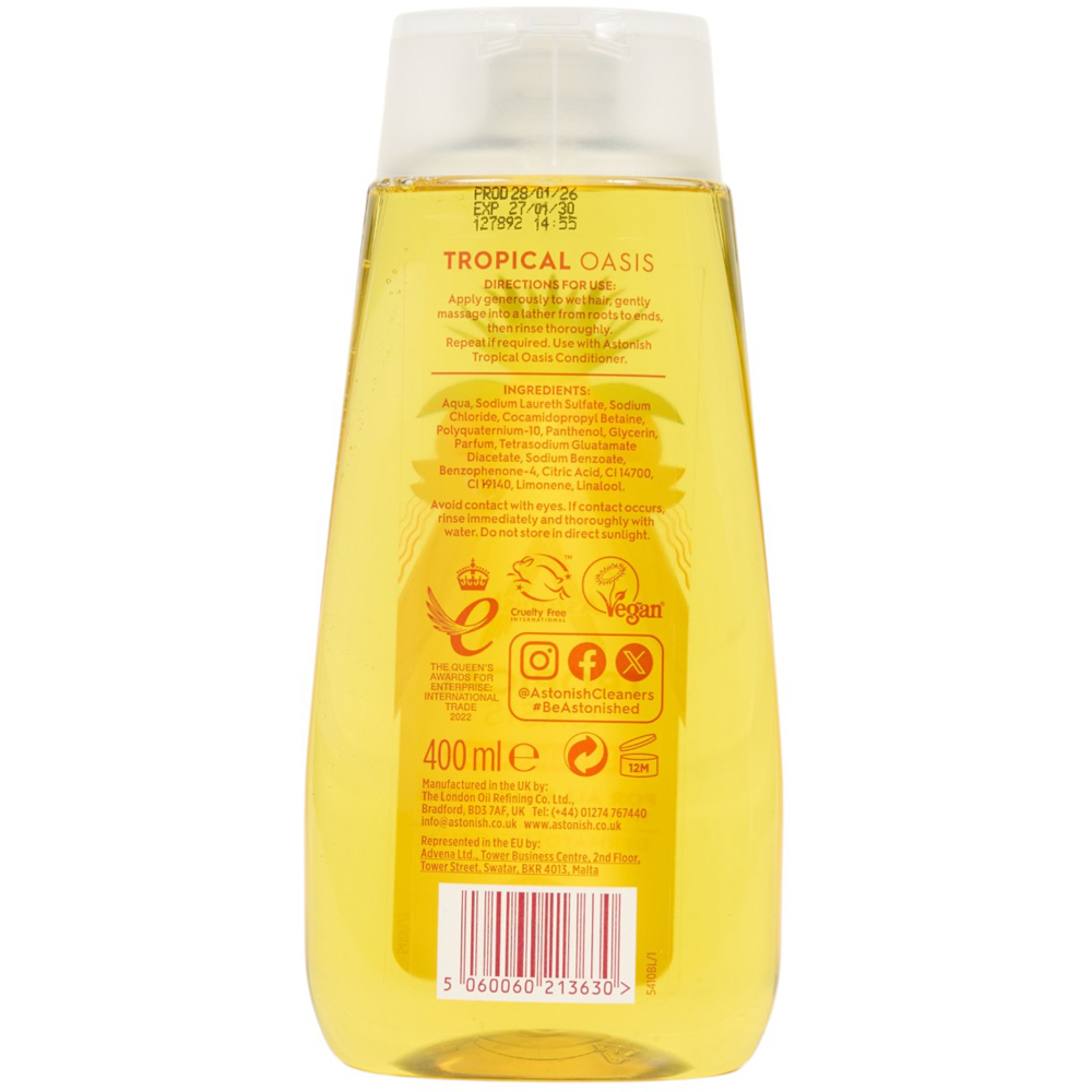 Astonish Tropical Oasis Shampoo 400ml Image 2