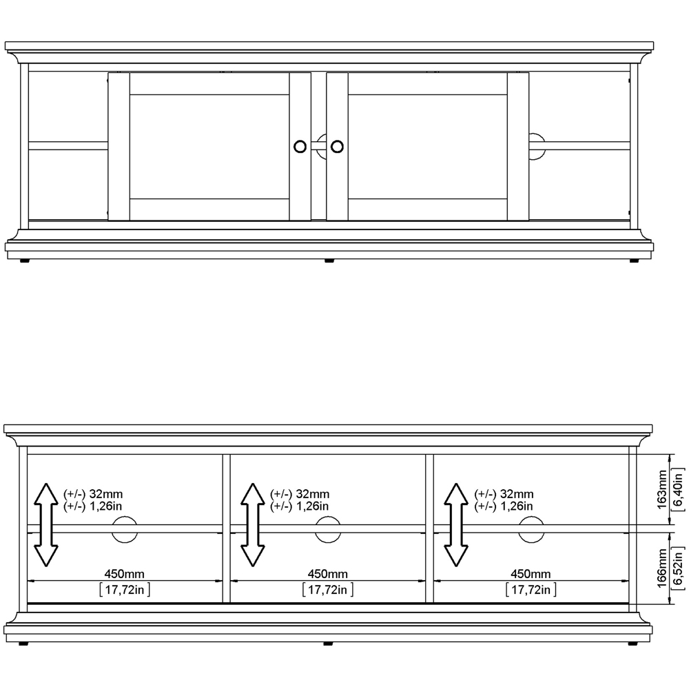 Florence Paris 2 Door 2 Shelf White TV Unit Image 10