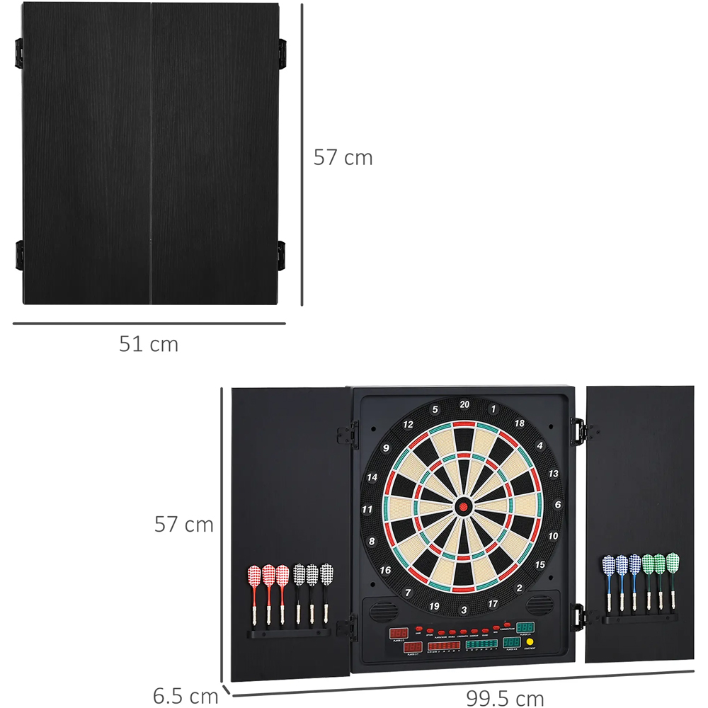 HOMCOM Electronic Dartboard Cabinet with 12 Darts and LED Scoreboard Image 9