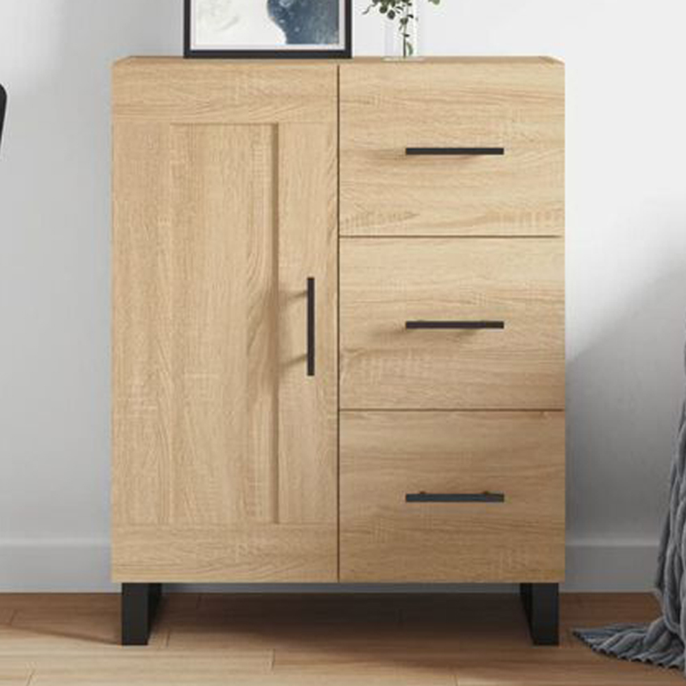 vidaXL Single Door 3 Drawer Sonoma Oak Sideboard Image 1