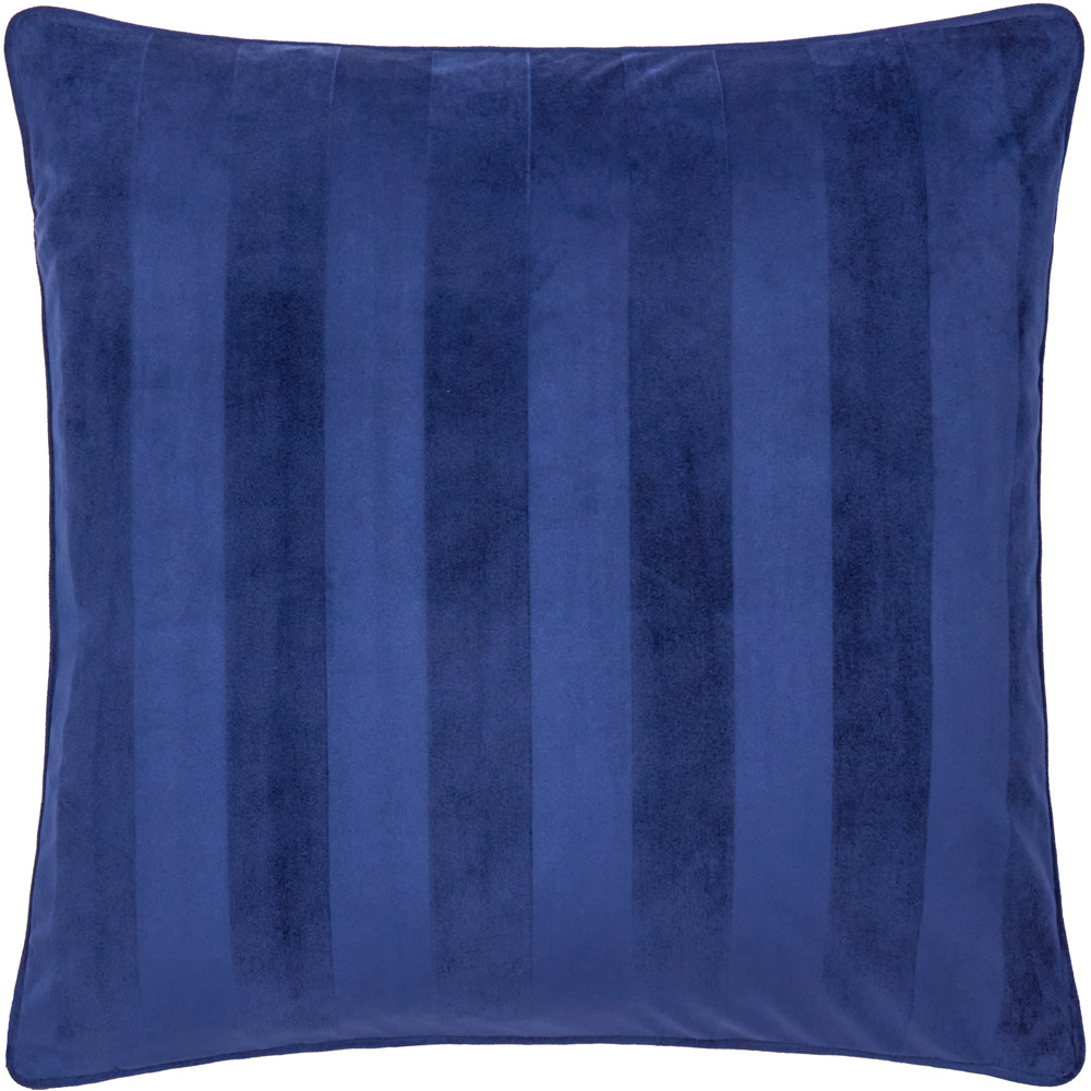 Paoletti Regency Stripe Midnight Velvet Cushion 45 x 45cm Image 1