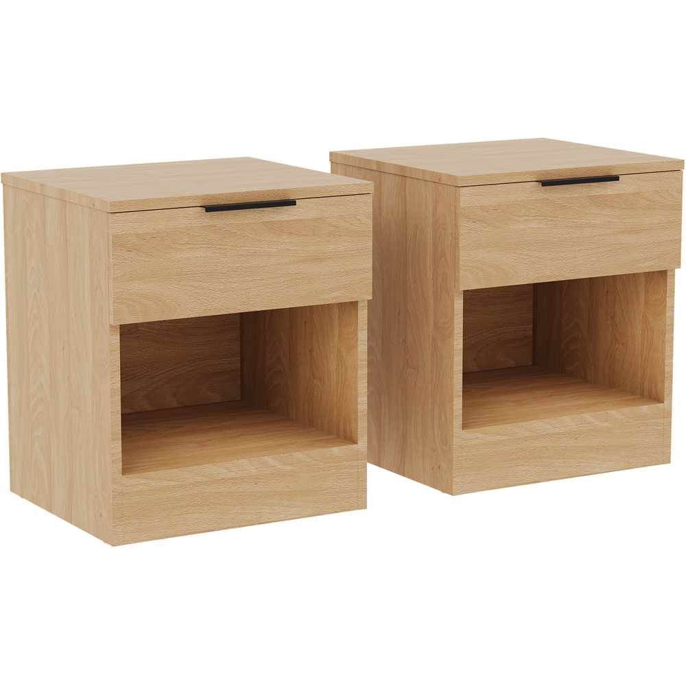 VIDA DESIGNS Trega Single Drawer Single Shelf Pine Bedside Cabinet Set of 2 Image 3