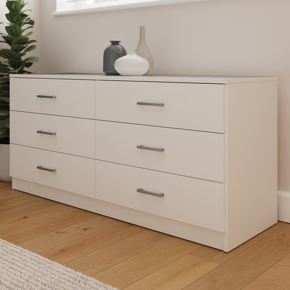 GFW Bailey 6 Drawer White Chest of Drawers Image 1