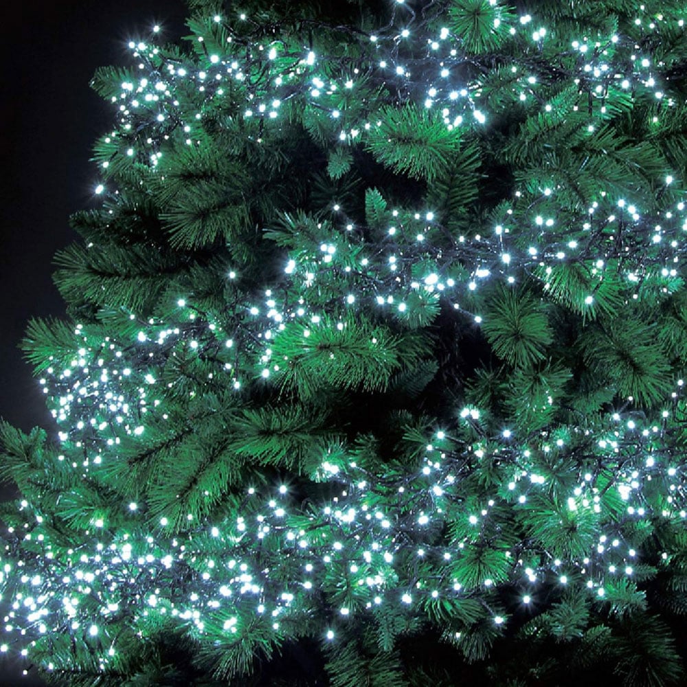 Shatchi 1920 Cool White LED Multifunction Green Cable Christmas Cluster Light 28.8m Image 3