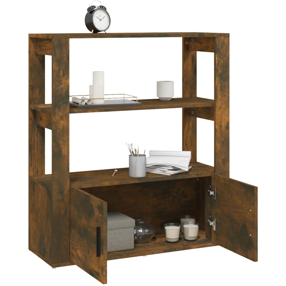 vidaXL 2 Door 2 Shelf Smoked Oak Sideboard Image 4