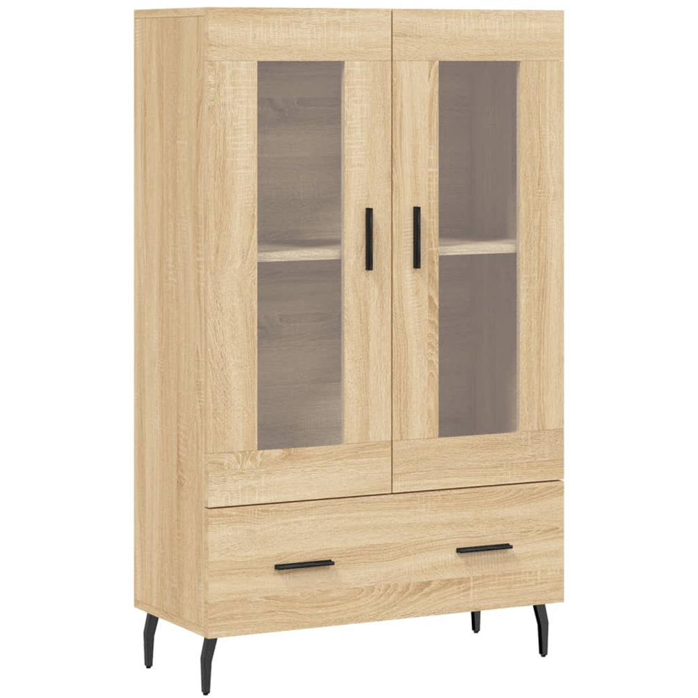 vidaXL 2 Glass Door Single Drawer Sonoma Oak Highboard Image 2
