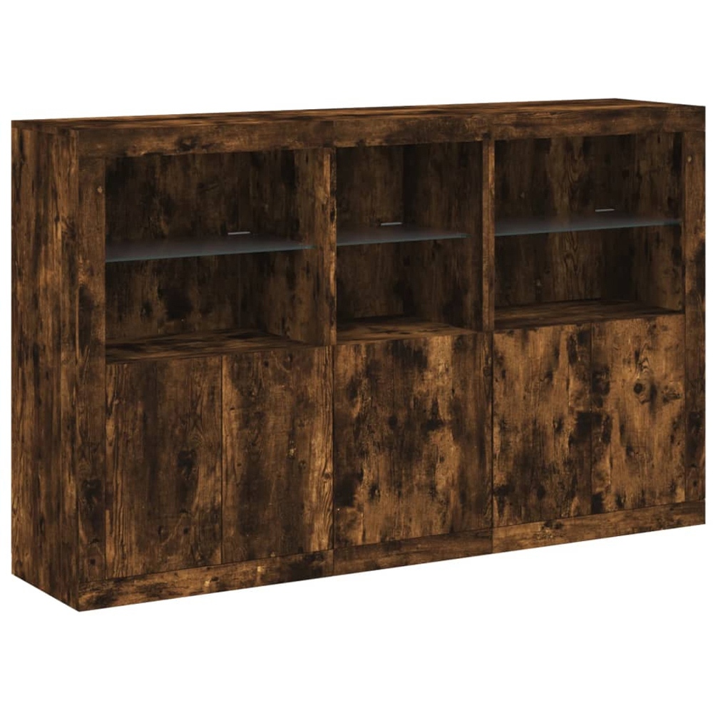 vidaXL 5 Door 6 Shelf Smoked Oak Sideboard with RGB LED Lights Image 3
