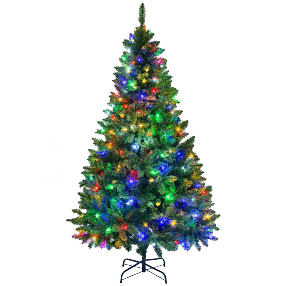 Shatchi Green Multicolour LED Pre Lit Alaskan Pine Artificial Christmas Tree 4ft Image 1