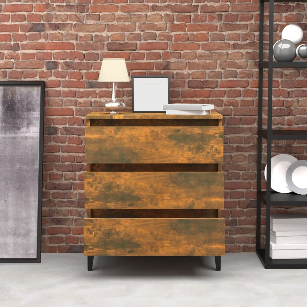 vidaXL 3 Drawer Smoked Oak Sideboard Image 8