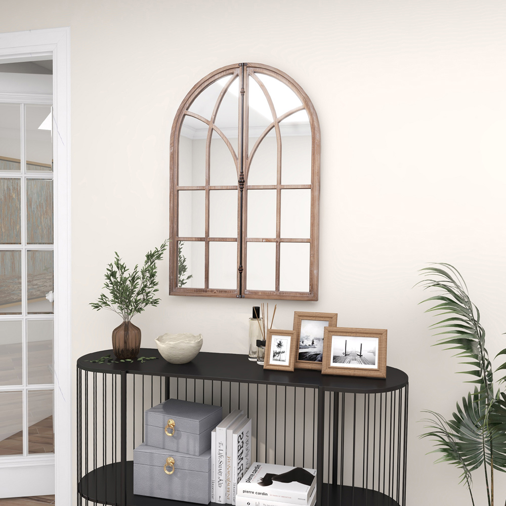 Costway Natural Arch Window Wall Mirror 88 x 60cm Image 4