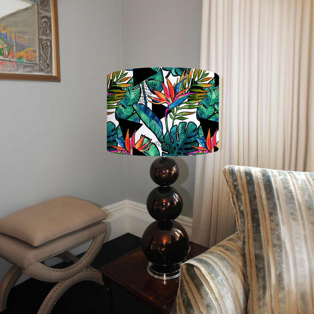 Benjamin Tate Design Big Contoured Tropical Leaves and Flowers Lamp Shade Image 4