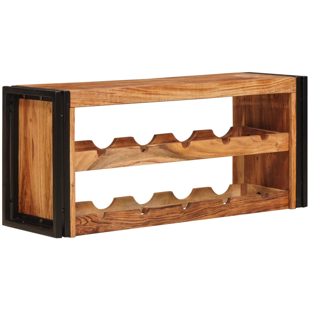 vidaXL 10 Bottle Brown Solid Acacia Wood Wall Mounted Wine Rack Image 5
