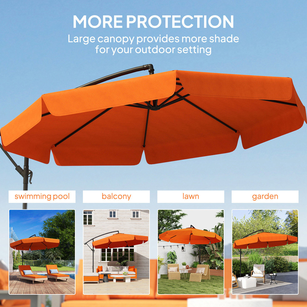 Outsunny Orange Banana Crank and Tilt Cantilever Parasol 2.7m Image 7
