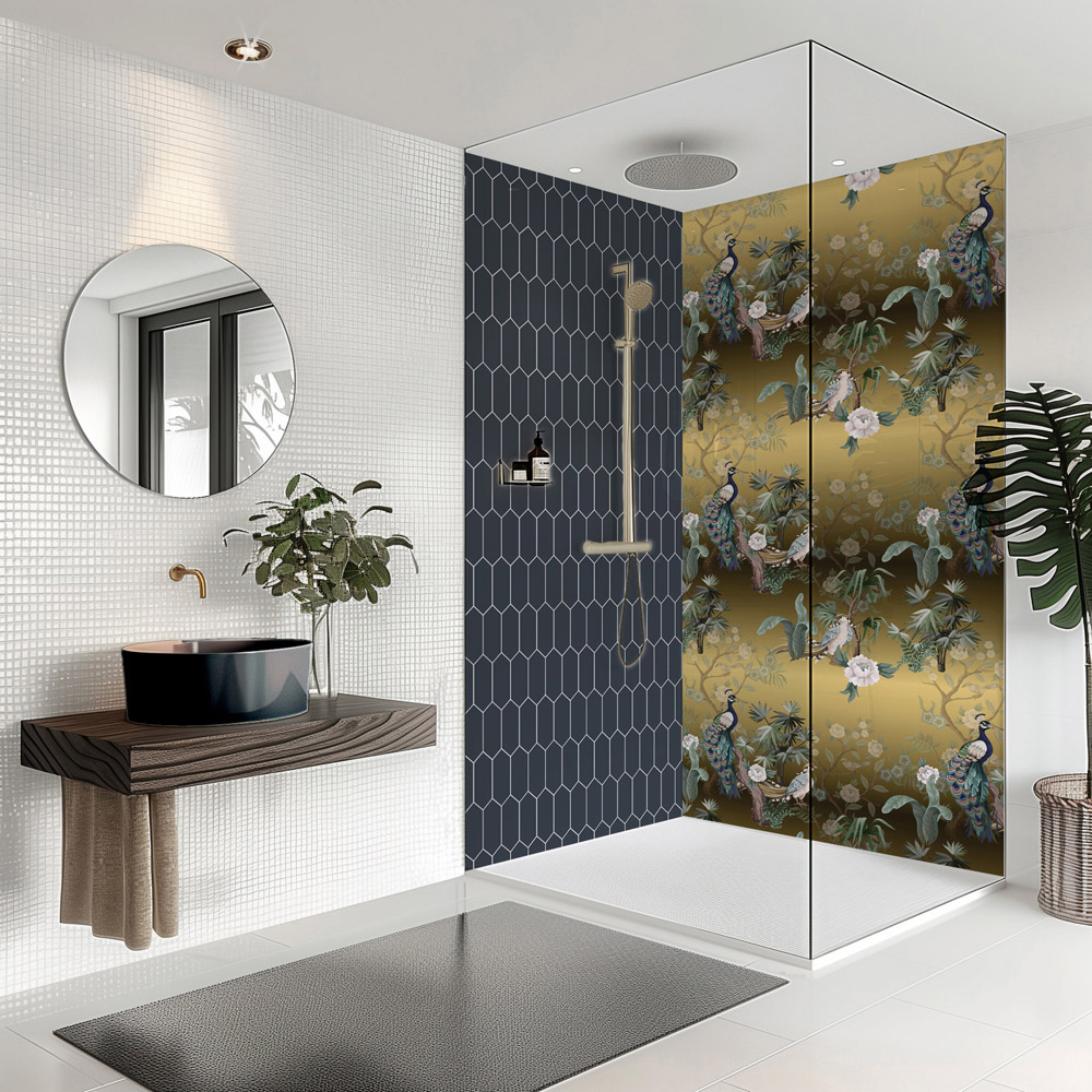 Splashbax Premium Artisan Oxford Blue Elongated Hexagon Di Bond Shower Panel 2400 x 900mm Image 4