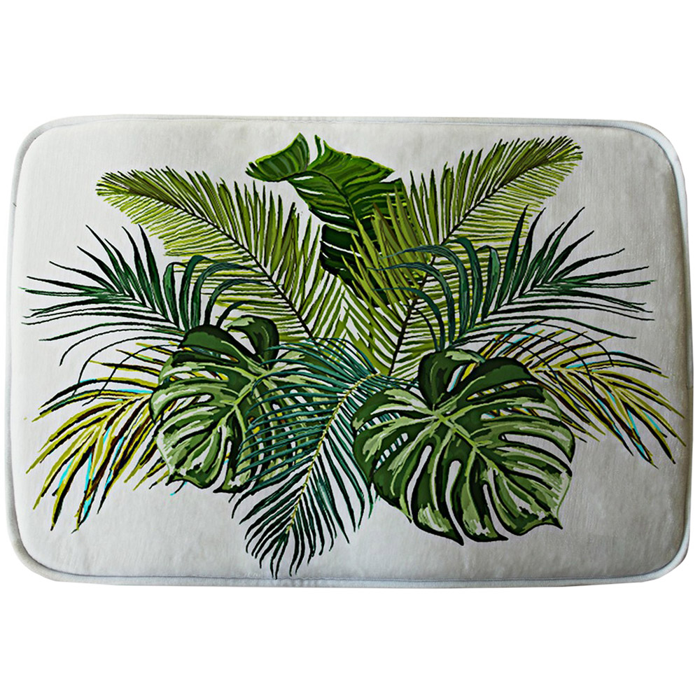 Benjamin Tate Design Green Tropical Foliage Bath Mat 50 x 80cm Image 1
