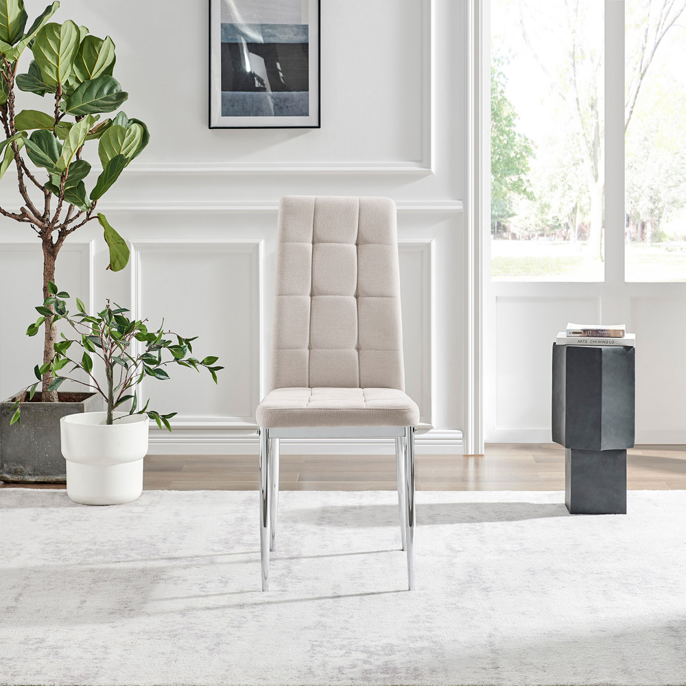 Furniturebox Valentina Set of 2 Cream and Silver Textured Weave Dining Chairs Image 6