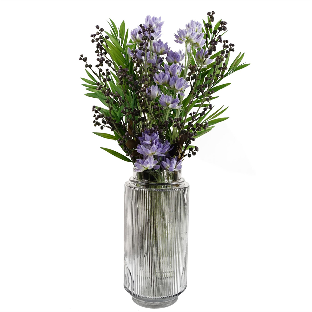 Leaf Clear Ridged Glass Vase 31cm Image 3