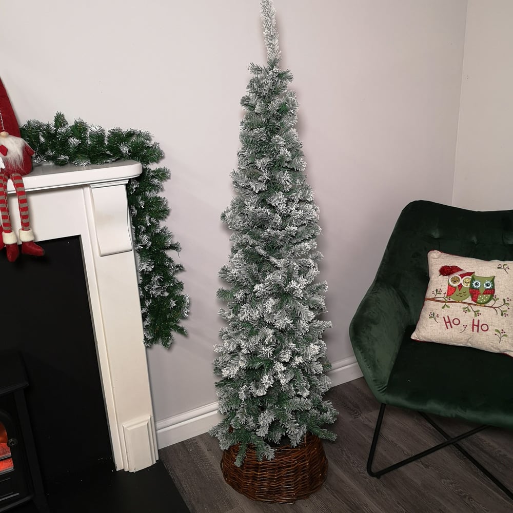 Premier Green Snow Flocked Spruce Pine Artificial Christmas Tree 5.5ft Image 2