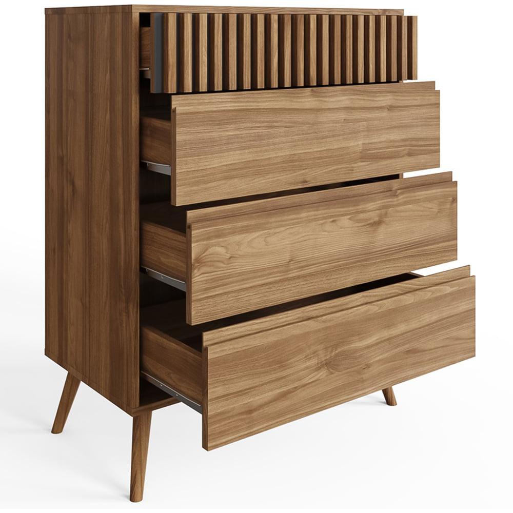 GFW Rowan 4 Drawer Oak Slatted Chest of Drawers Image 3