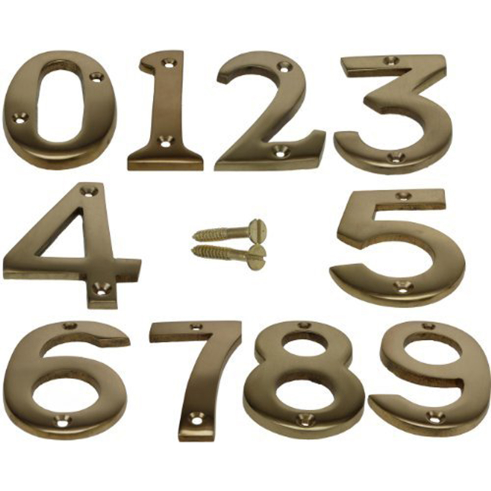 Golden Grace Brass House Door Number 0 3 inch Image 2