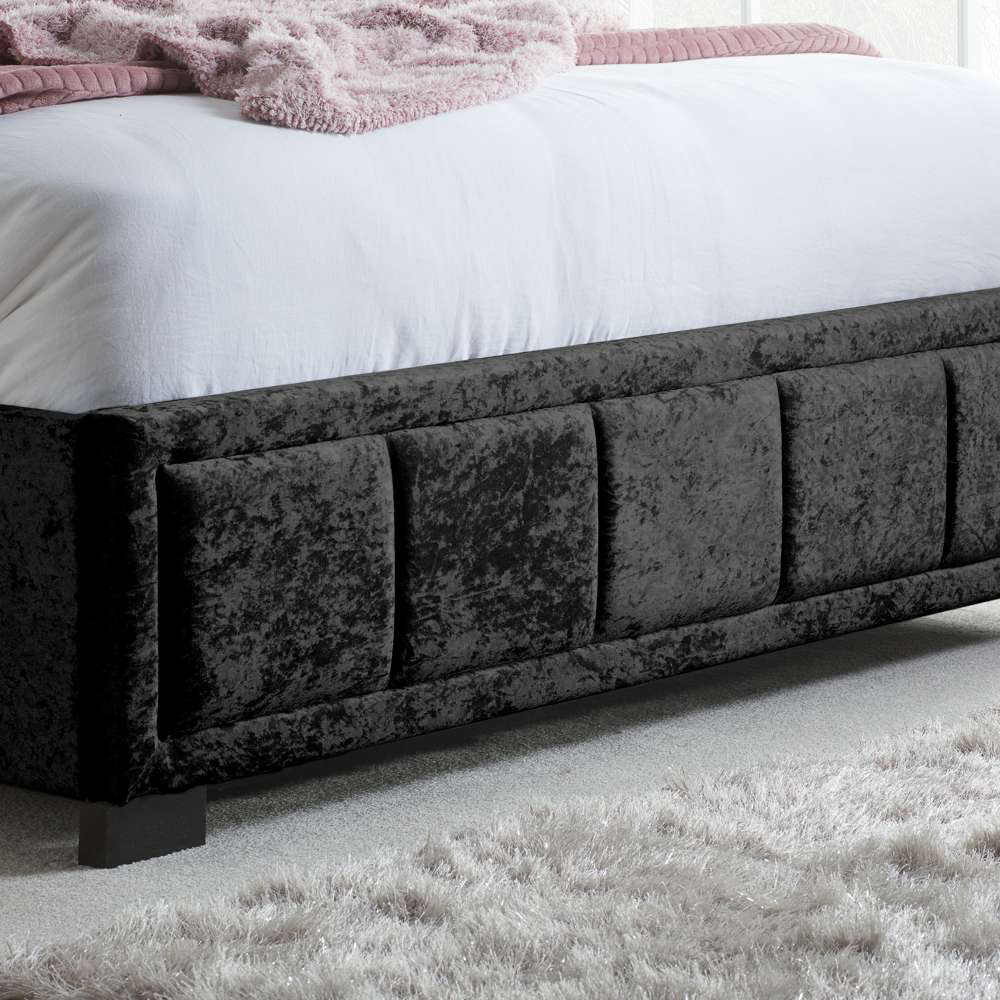 Hannover Small Double Black Velour Bed Frame Image 6