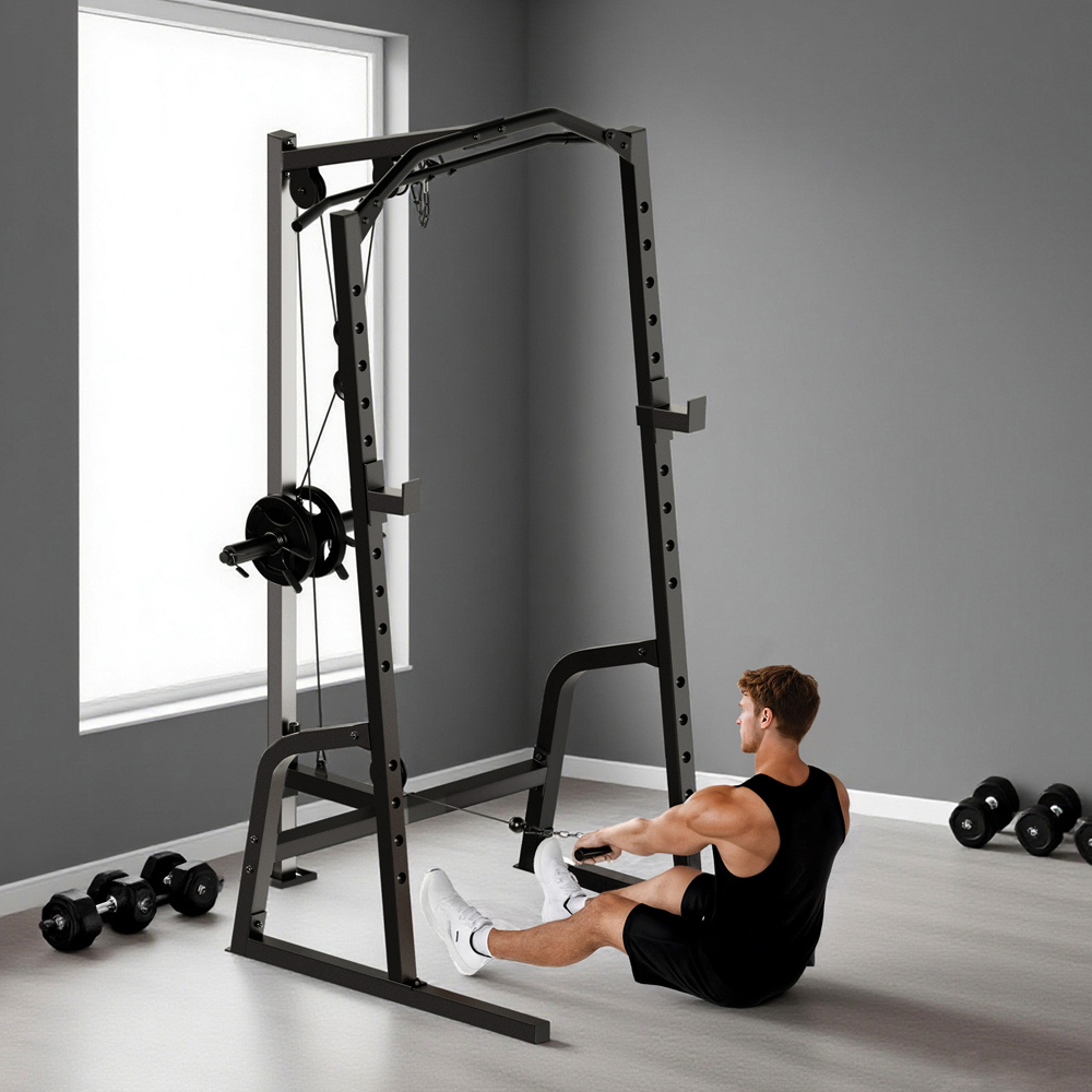 SPORTNOW Cable Crossover Machine with Pulley System and Squat Rack Image 3